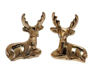 Sculptures de décoration abstraite faites à la main 2 rennes Figurines de barre en laiton aluminium Sculpture en métal oeuvre - Product Image 1
