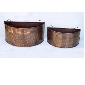 Ensemble de 2 pots de fleurs décoratifs d'extérieur ou d'intérieur, qualité supérieure, finition cuivre antique, au prix le plus bas - Product Image 1