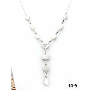 Collier artisanal Southwest en argent sterling noir, forme goutte d'eau, serti de rhodium et de platine, avec agate et perle - Product Image 4
