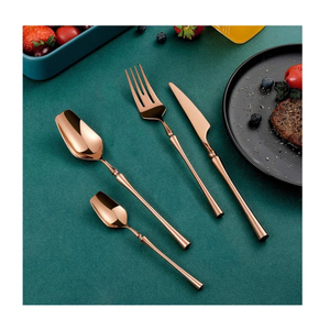 ชุดช้อนส้อมโลหะสีโรสโกลด์ออกแบบโลโก้ได้ตามต้องการชุดเครื่องใช้บนโต๊ะอาหารสำหรับงานแต่งงานงานกิจกรรมชุดช้อนส้อมมีดรับประทานอาหารเย็นของตกแต่งบ้านร้านอาหาร - Product Image 2