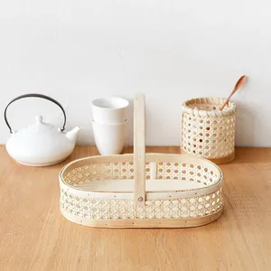 Meilleure vente panier en rotin et bois décorations pour la maison pour la cuisine salle de rangement moderne paniers à fruits ovales pour Table - Product Image 4