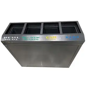 Papelera de reciclaje ignífuga Caja de basura para exteriores Cubo de basura rectangular Cubo de basura exterior de metal