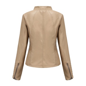 Chaqueta Bomber de Cuero para Mujer, Estilo Urbano, Transpirable, de Invierno, Manga Larga, Color Sólido, Ajuste Cómodo, Ligera - Product Image 3