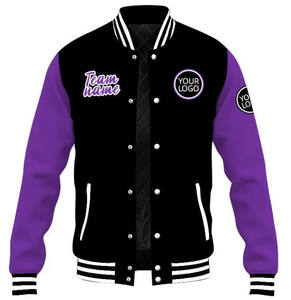 Veste de baseball universitaire OEM personnalisée 2024 pour hommes, vol décontracté, bombardier Letterman, vêtements d'extérieur fendus, broderie unisexe - Product Image 1