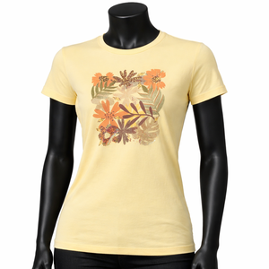 Camiseta de Mujer con Estampado Floral, Algodón, Casual, Manga Corta, Cuello Redondo, Verano, Venta al Por Mayor Directo de Fábrica - Product Image 1