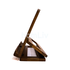 Adjustable Natural Teak Wooden <b>Tablet</b> <b>Stand</b> Cookbook Holder Foldable Display Rack for Kitchen Counter Office Desk Handmade - Product Image 6