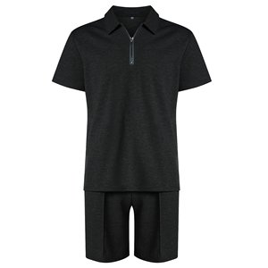 Custom Made Men's Quarter <b>Zip</b> Golf Polo <b>Shorts</b> Set Sport Suit <b>Short</b> Sleeve Shirt Solid Pattern <b>Shorts</b> Outfits 100% Cotton - Product Image 2
