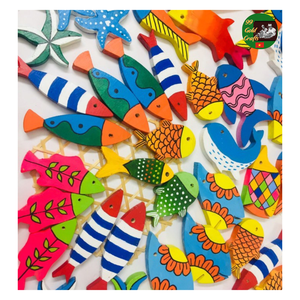 ปลาไม้แกะสลักที่ไม่ทาสีทนทานปลาไม้ทาสีด้วยมือหลากสี: การออกแบบที่เป็นเอกลักษณ์ทำจากไม้รีไซเคิลเพื่อการส่งออก - Product Image 5