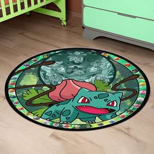 Tapis Bulbasaur, Tapis Anime, Décoration de salle de jeux, Tapis imprimé, Tapis fin non tissé - Product Image 3