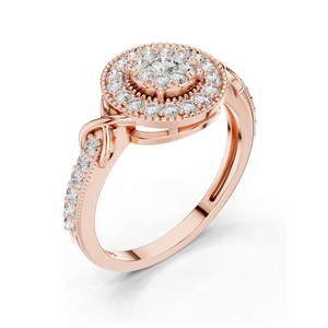 Bague halo en diamant cultivé en laboratoire de 0,514 carats pour femmes, clarté VVS-VS EF, or 18 carats, 14 carats, 10 carats et argent 925, rose, jaune, blanc - Product Image 6