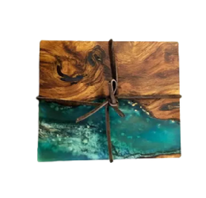 Tapis en bois et résine à l'aspect antique, design carré exquis pour vaisselle domestique, dessous de verre, tasse à thé. - Product Image 1