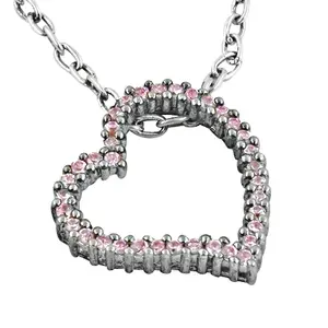 Collier pendentif en argent 925 avec saphir rose en forme de cœur pour femmes - Cadeau - Product Image 3