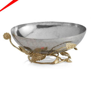 ชามโลหะทรงกลมแบบคู่พร้อมชิปขาตั้งโลหะสีดำและสีทอง - Product Image 5