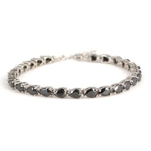 สร้อยข้อมือเงินแท้ 925 ประดับพลอยออนิกซ์ทรงหยดน้ำขนาดเล็ก ลายหยดน้ำ - Product Image 1