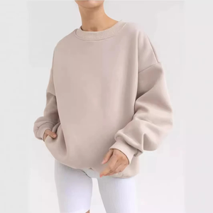 Sweat-shirt pour femme en molleton 100% coton ultra doux, écologique, chaud pour l'hiver, coupe ample et décontractée, style surdimensionné, étiquettes personnalisées, devant privé - Product Image 2