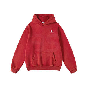 Sweat à capuche délavé à l'acide pour hommes avec tissu mélangé de coton et sweat à capuche délavé à l'acide de style streetwear vintage pour hommes - Product Image 1