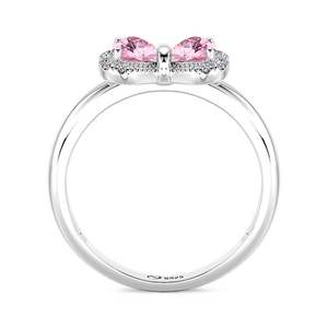 Anillo de promesa Jeulia de plata de ley con diseño de lazo rosa y corazón - Product Image 4