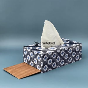 Tradebyd <b>Square</b> <b>Wooden</b> Enamel Printed Eco-Friendly Luxury Handmade Decorative Tissue Holder for Home Hotel Office - Product Image 2