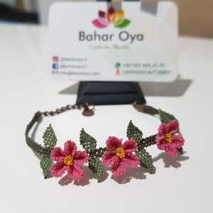 İğne Oyası Üç Çiçekli Bileklik Açık Pembe Fine <b>Beaded</b> <b>Bracelets</b> - Product Image 1