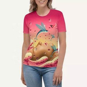 Ropa lisa de gran tamaño de algodón sublimado con estampado de camisa Woment en blanco personalizada - Product Image 1