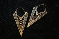 Boucles d'oreilles bohème Triangle Tribal plaqué or 18 carats Fine Hoop Pearl pierre principale Style gitan fête de mariage Festival cadeau chrétien