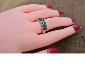 แหวนโอปอลเอธิโอเปียสีดำ925เงินสเตอร์ลิงทำด้วยมือเครื่องประดับอัญมณีธรรมชาติของขวัญสำหรับเธอ - Product Image 4