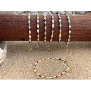 <b>Gold</b> Plated Fashion <b>Bracelet</b> with Colorful <b>Beads</b> and Pearl Style Resale Perfect - Product Image 1