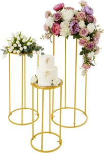 Pedestal Decorativo Dorado para Eventos, Columna de Exhibición de Metal Dorado para Pasteles y Postres, Soportes Cilíndricos para Bodas y Fiestas de Cumpleaños - Product Image 3