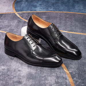 Zapatos de Vestir de Cuero para Hombre, Oxfords Formales para Boda y Fiesta, de Cuero Genuino con Alto Brillo, con Cordones, Zapatos Oxford de Negocios - Product Image 1