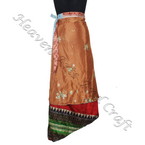 กระโปรงผ้าไหมอินเดียส่าหรีมหัศจรรย์กระโปรงห่อผ้าไหมยาวลายดอกไม้สวยงาม - Product Image 2