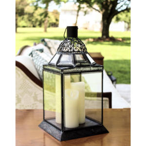 Bougeoir à pilier en verre biseauté 2025 avec jante en métal noir pour la décoration intérieure et les célébrations de mariage/Noël - Product Image 1