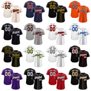 Maillot de baseball blanc personnalisé avec bordure noire, texte bleu, maillot de baseball personnalisé avec numéro et nom imprimés, vêtements de sport pour hommes et femmes - Product Image 3