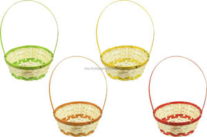 Cesta de Almacenamiento de Pascua Ecológica de Bambú Verde y Rojo Natural Hecha a Mano por Sisu Handicraft - Product Image 4