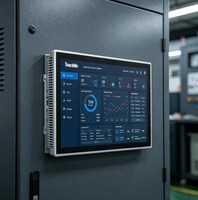 DM215 Panel PC Táctil Industrial Sin Ventilador de 21.5 Pulgadas, Pantalla Táctil Capacitiva Frontal IP65, PC Todo en Uno, Monitor HMI Integrado con Sistema Operativo Win/Linux/Android