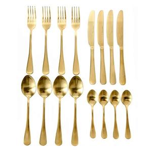 Juego de cubiertos de metal de último diseño con mango simple acabado dorado para restaurantes y hoteles juegos de cubiertos para comer - Product Image 6