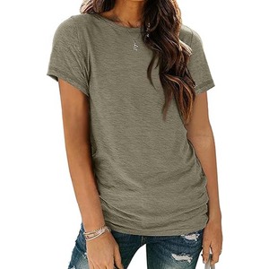 Meilleur prix, service OEM personnalisé, t-shirt femme d'été, écologique, 100% coton/polyester, manches courtes, col rond, coupe régulière confortable - Product Image 5