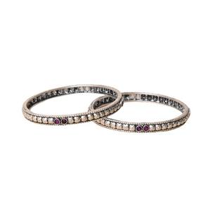 Venta caliente Floral diseño de moda cristal muñeca señora brazaletes venta al por mayor plata oxidada rubí piedra tachonada para el uso diario de oficina - Product Image 1