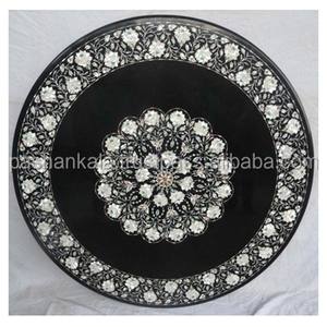 Plateaux de table ronds en marbre incrusté - Product Image 1