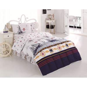 Parure de lit moderne en cristal Ranforce - Motif voilier, housse de couette incluse avec motif marin pour usage domestique - Product Image 1