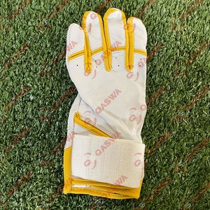 Gants de frappe de baseball en cuir Cabretta de qualité supérieure, logo et design personnalisés, cuir blanc et jaune - Product Image 1
