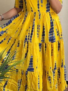 Robe d'été à volants ethniques avec manches bouffantes et motif floral Sun-Kissed Spirit pour une mode décontractée - Product Image 5