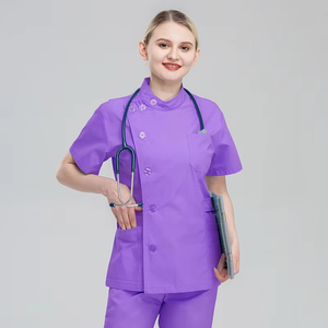 Multi-color Short-sleeved Nurse Scrubs Side Button Hospital Work Uniform <b>Set</b> Includes <b>Doctor</b> Scrub Suit Trousers Customized - Product Image 4