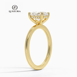 Luxeora 1.0 carati D-F VVS VS Lab anello con diamante taglio ovale anello di fidanzamento 18K giallo oro massiccio gioielli in oro giallo - Product Image 2