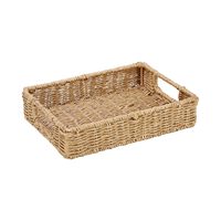 Plateau rectangulaire en bois et rotin fait à la main et plateau décoratif pour la maison hôtels fermes paniers de rangement