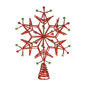 Đầu Cây Bông Tuyết 3D Màu Đỏ Giáng Sinh Để Trang Trí Cây Giáng Sinh