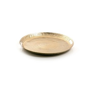 Gold Finished Round Metal Serving <b>Tray</b> Eco-Friendly Handicraft for Home and Wedding for Tabletop Food and <b>Drinks</b> Serving - Product Image 4
