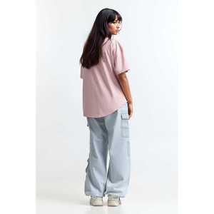 เสื้อยืดผู้หญิงทรงเข้ารูป สีชมพู ผ้าฝ้าย 100% ไซส์ XS-XL ระบายอากาศได้ดี รุ่นพื้นฐาน WM-KTP-SS24-011 ความยาวสั้น ผ้าถักย้อมสีพื้น - Product Image 4