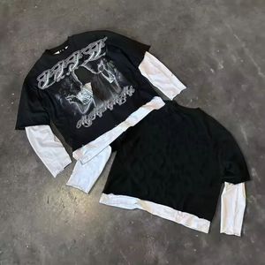 Meilleure qualité Streetwear Boxy Style en détresse lavage à l'acide 100% coton pour hommes Double couche à manches longues t-shirts - Product Image 3