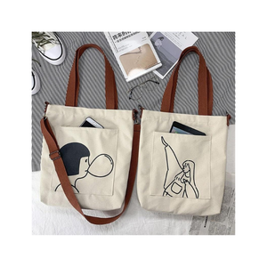 Blue Colour Customized Printed Logo 100% Organic Cotton Gots Certificate <b>Canvas</b> <b>Tote</b> Shopping Bags With Handles for Girl Fashion - Product Image 4