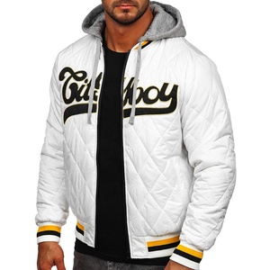Chaqueta de Lona con Estampado Puff y Revestimiento Personalizado para Hombre, con Capucha y Cuello Alto, Transpirable y Resistente al Viento, para Otoño - Product Image 1